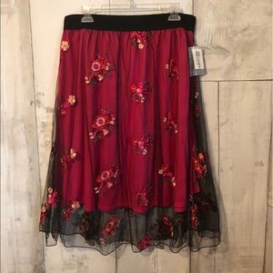 LuLaRoe XL Lola skirt. Magenta w/floral layer.